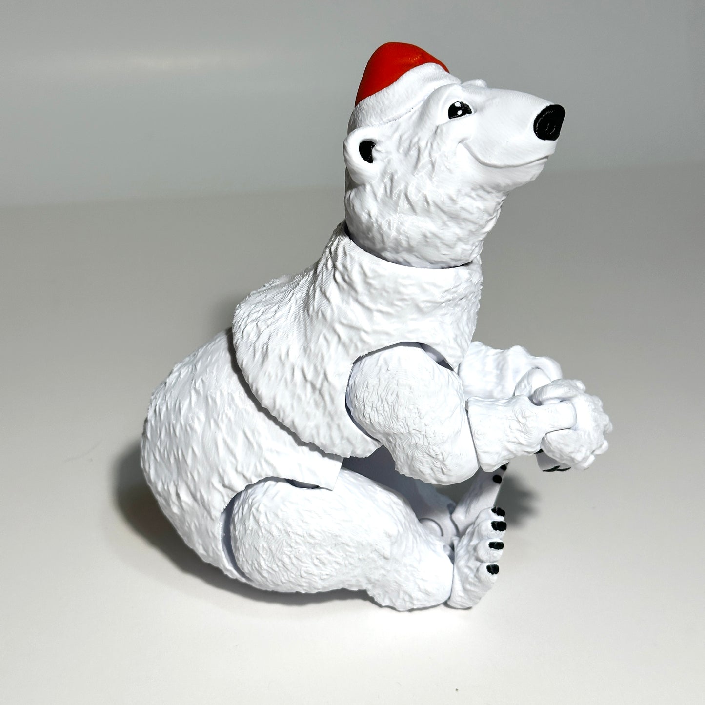 Polar Bear with Santa Hat - 3D Printed Articulating Figure