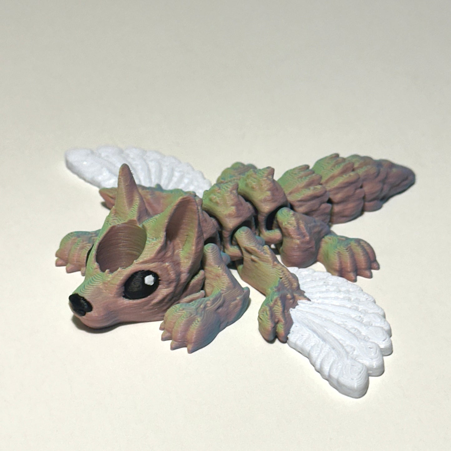 Baby Winged Wolf Straw Topper - 3D Printed Articulating Figure