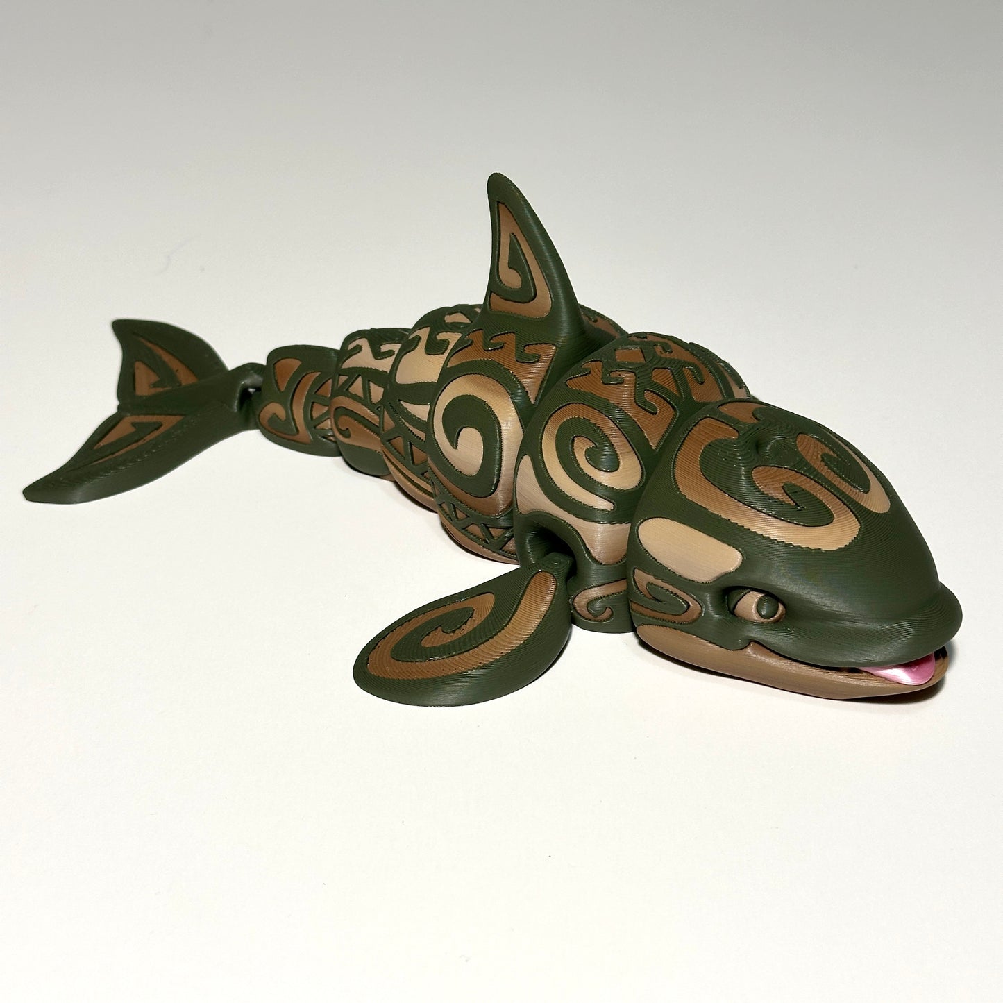 Tattooed Orca Straw Topper - 3D Printed Articulating Figure
