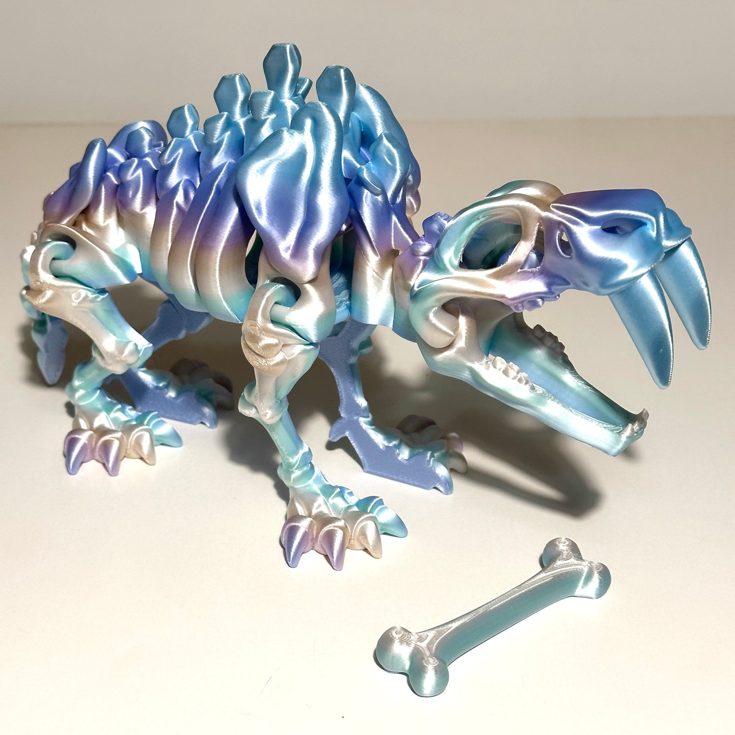 Giant Flexi Skeleton Saber Tooth Tiger - 3D Printed Articulating Figure