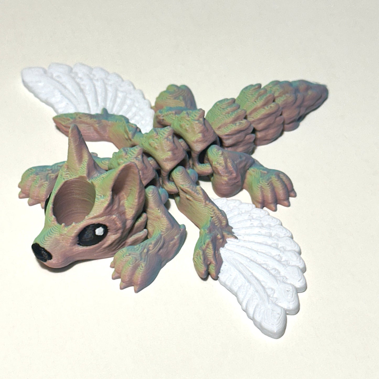 Baby Winged Wolf Straw Topper - 3D Printed Articulating Figure