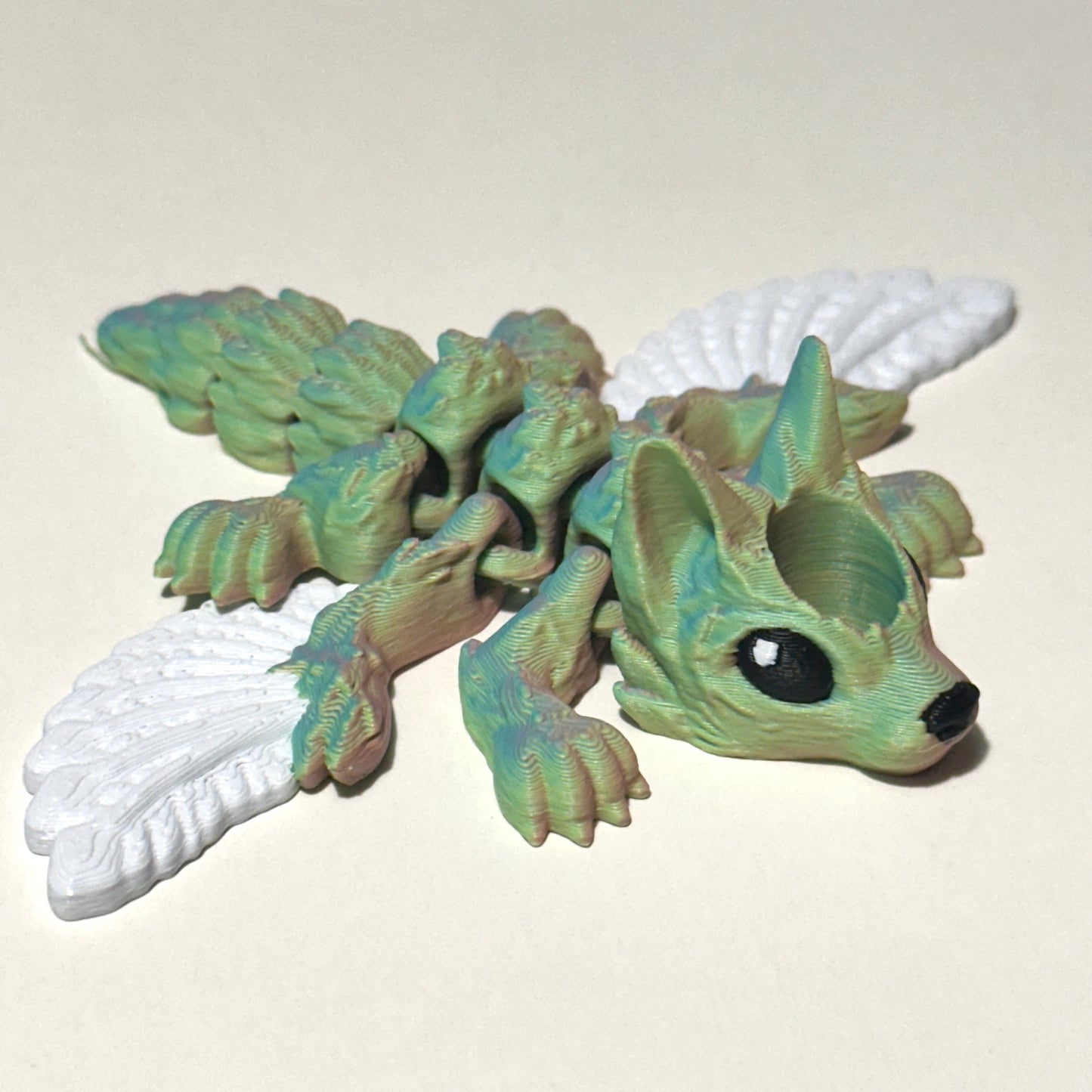Baby Winged Wolf Straw Topper - 3D Printed Articulating Figure