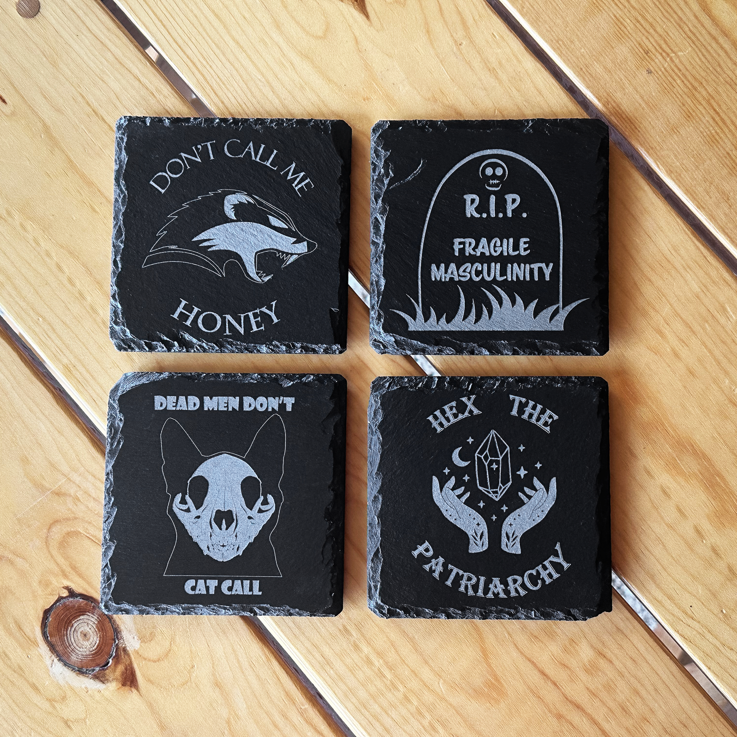 Feminist Coasters - Laser Engraved