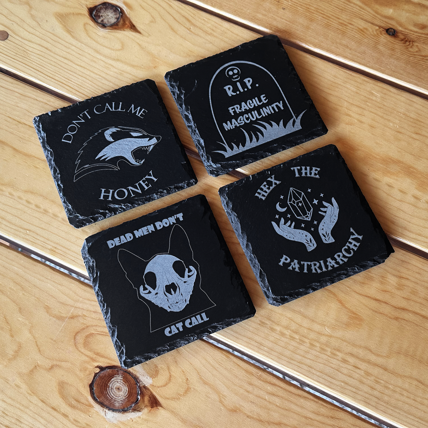 Feminist Coasters - Laser Engraved