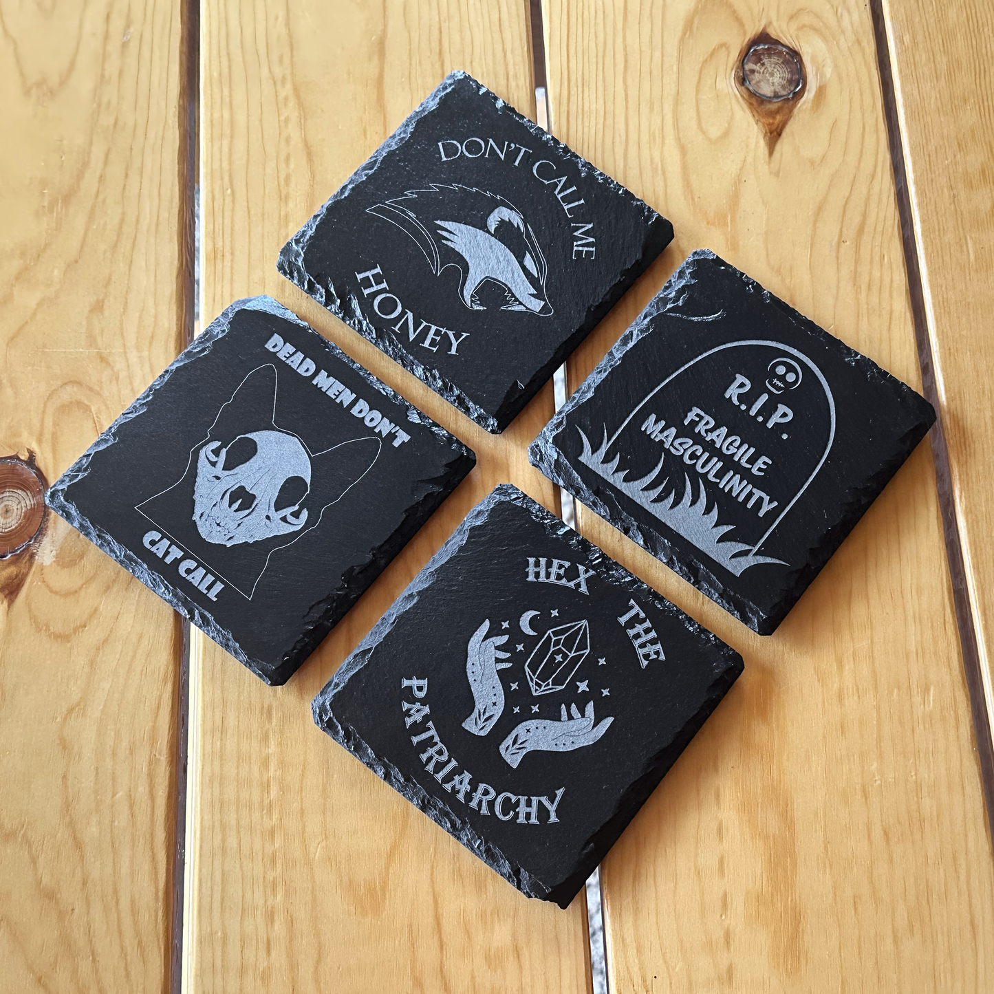 Feminist Coasters - Laser Engraved