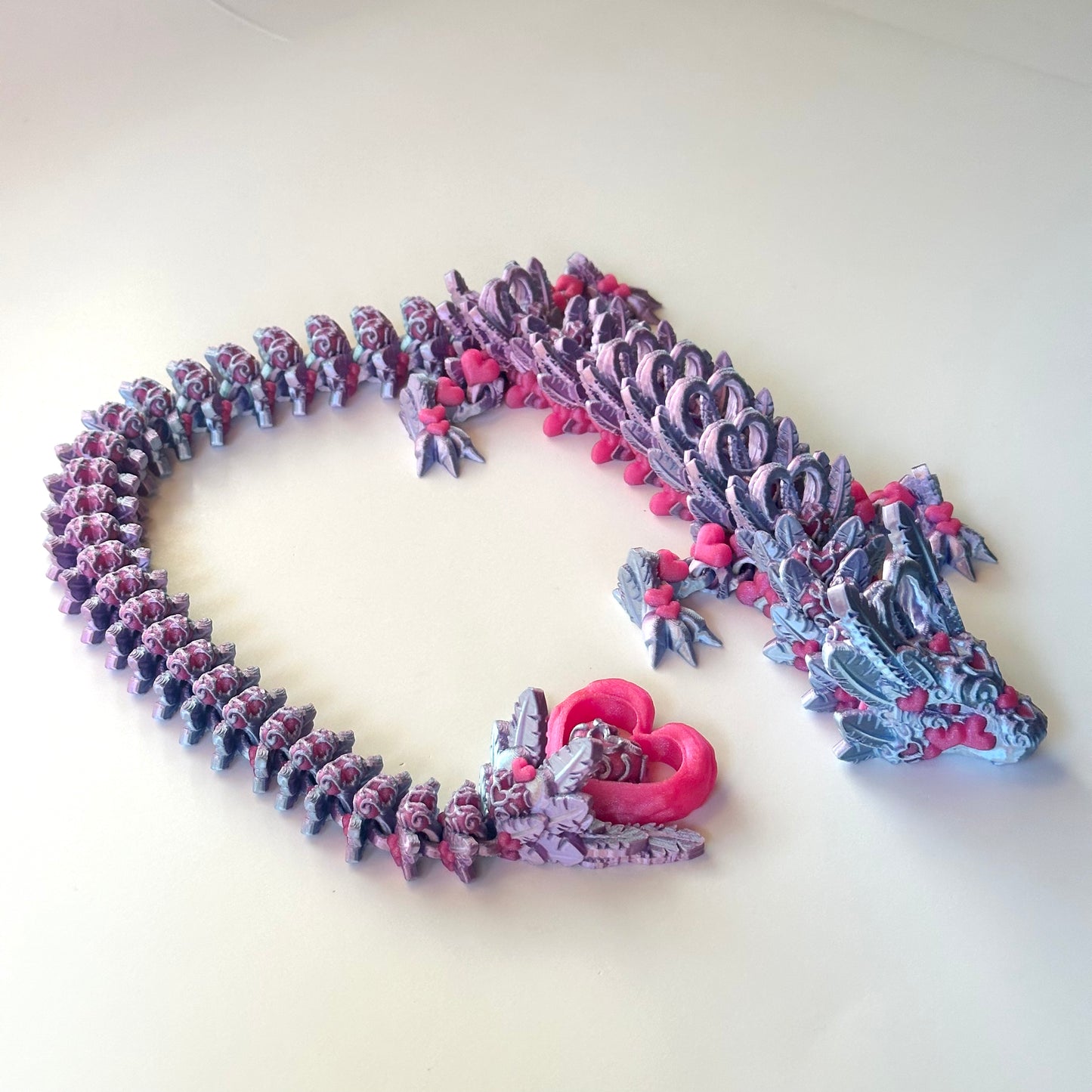 Large Light Heart Dragon - 3D Printed Articulating Figurine