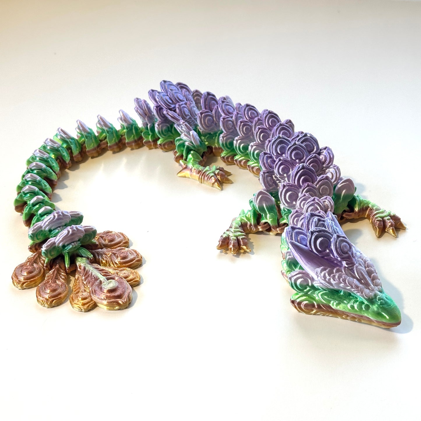 Large Peacock Dragon - 3D Printed Articulating Figure