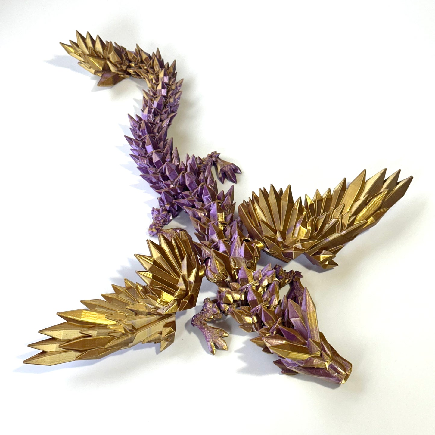 Large Crystal Wing Dragon - 3D Printed Articulating Figure