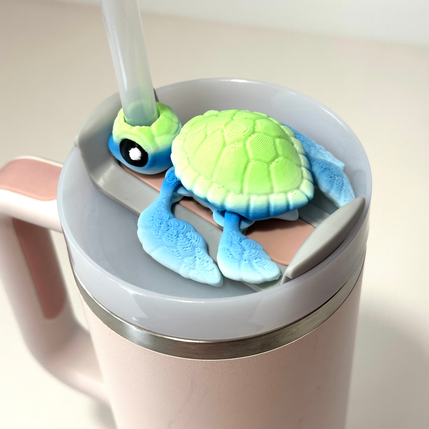 Sea Turtle Straw Topper - 3D Printed Articulating Figure
