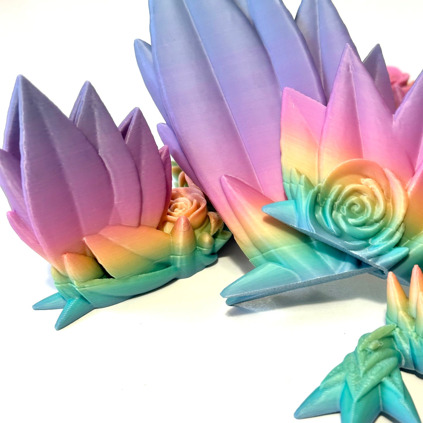 Large Rose Wing Dragon - 3D Printed Articulating Figure by