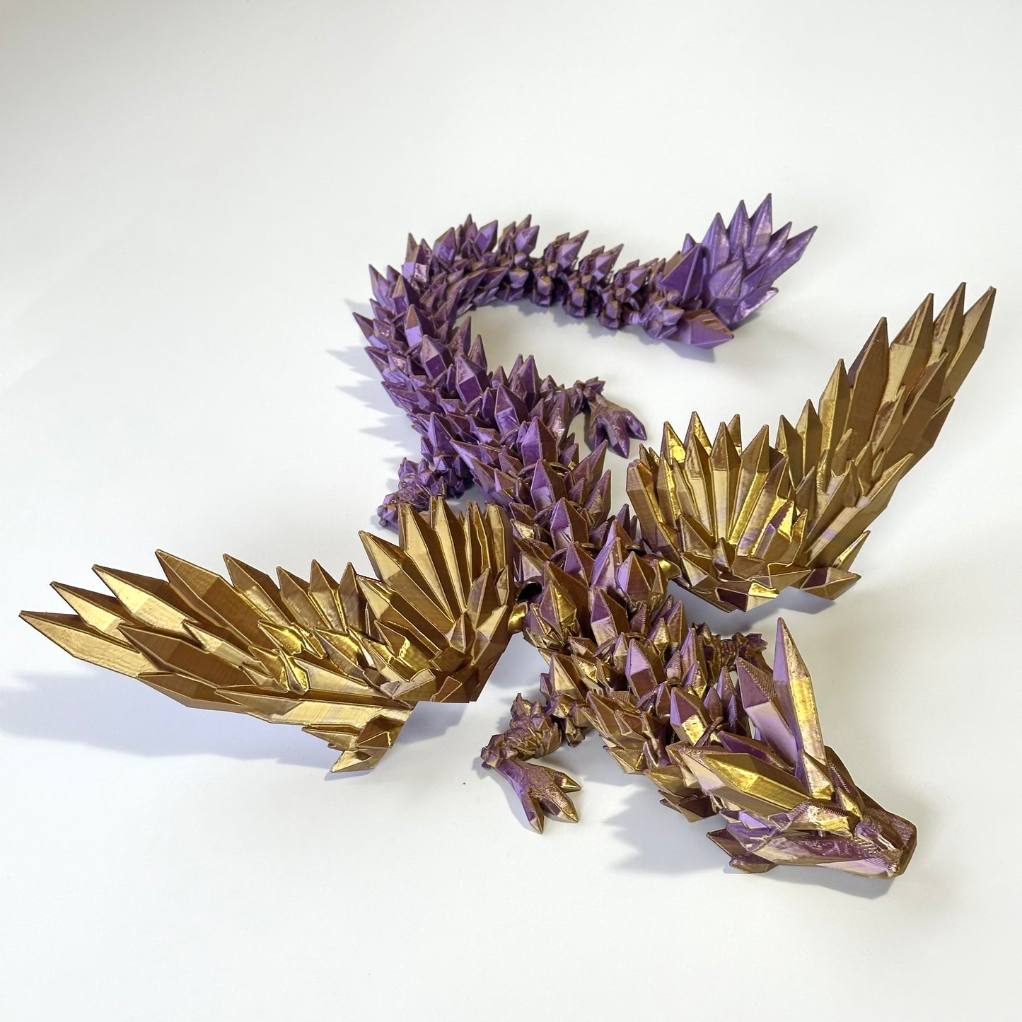 Large Crystal Wing Dragon - 3D Printed Articulating Figure