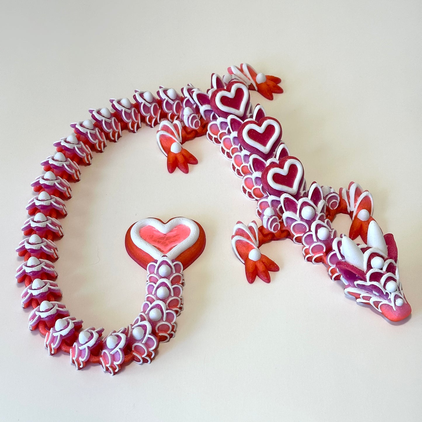 Large Cookie Heart Dragon - 3D Printed Articulating Figure