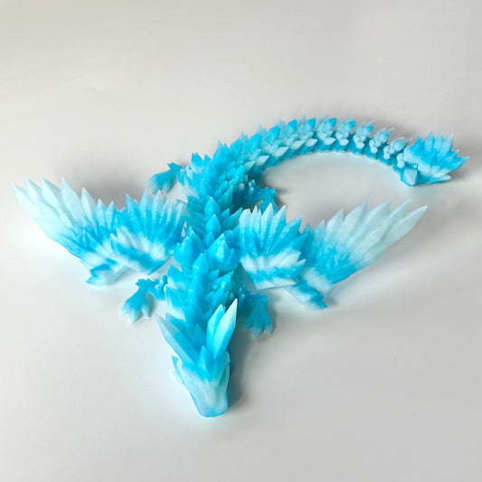 Large Crystal Wing Dragon - 3D Printed Articulating Figure
