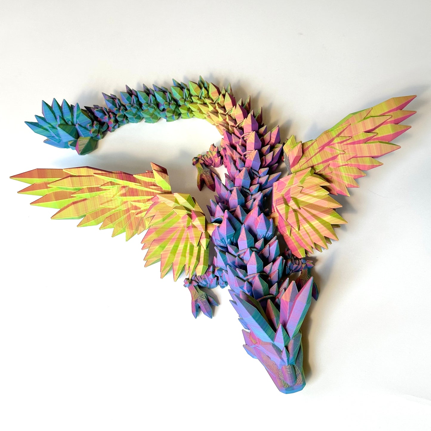 Large Crystal Wing Dragon - 3D Printed Articulating Figure