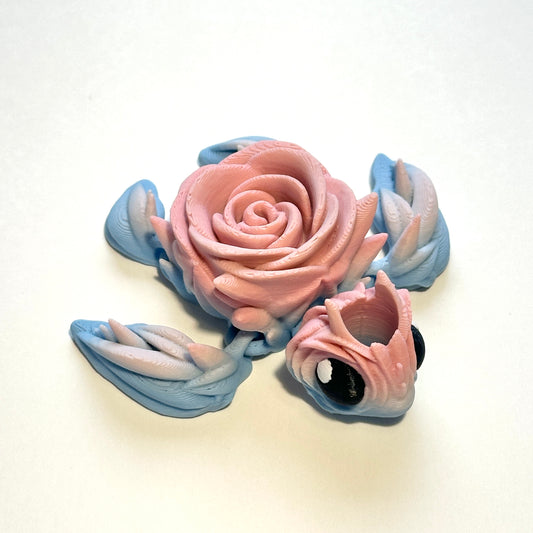 Rose Turtle Straw Topper - 3D Printed Articulating Figure