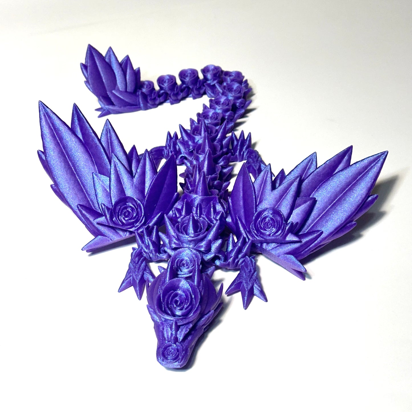 Large Rose Wing Dragon - 3D Printed Articulating Figure by