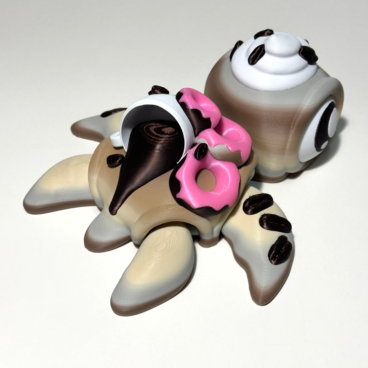 Coffee and Donuts Turtle - 3D Printed Articulating Figure