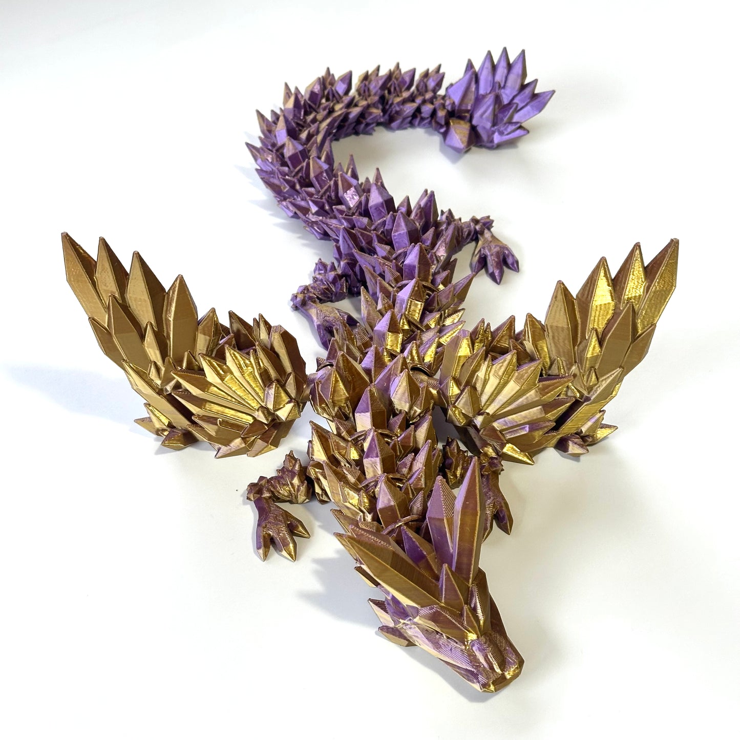 Large Crystal Wing Dragon - 3D Printed Articulating Figure