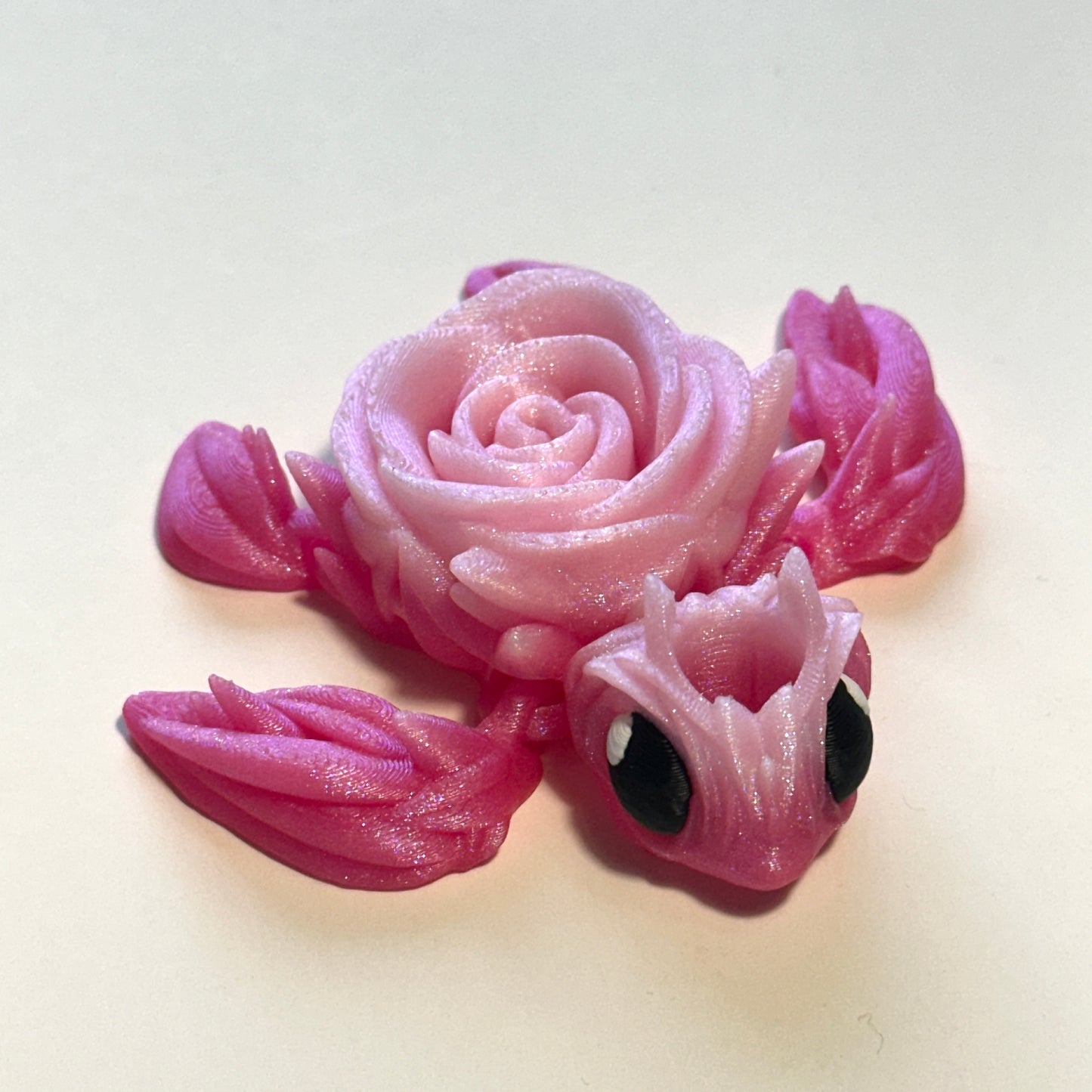 Rose Turtle Straw Topper - 3D Printed Articulating Figure