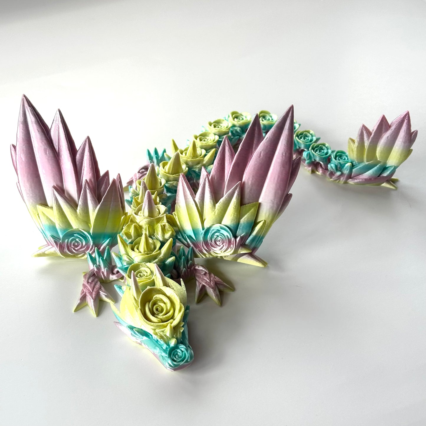 Large Rose Wing Dragon - 3D Printed Articulating Figure by