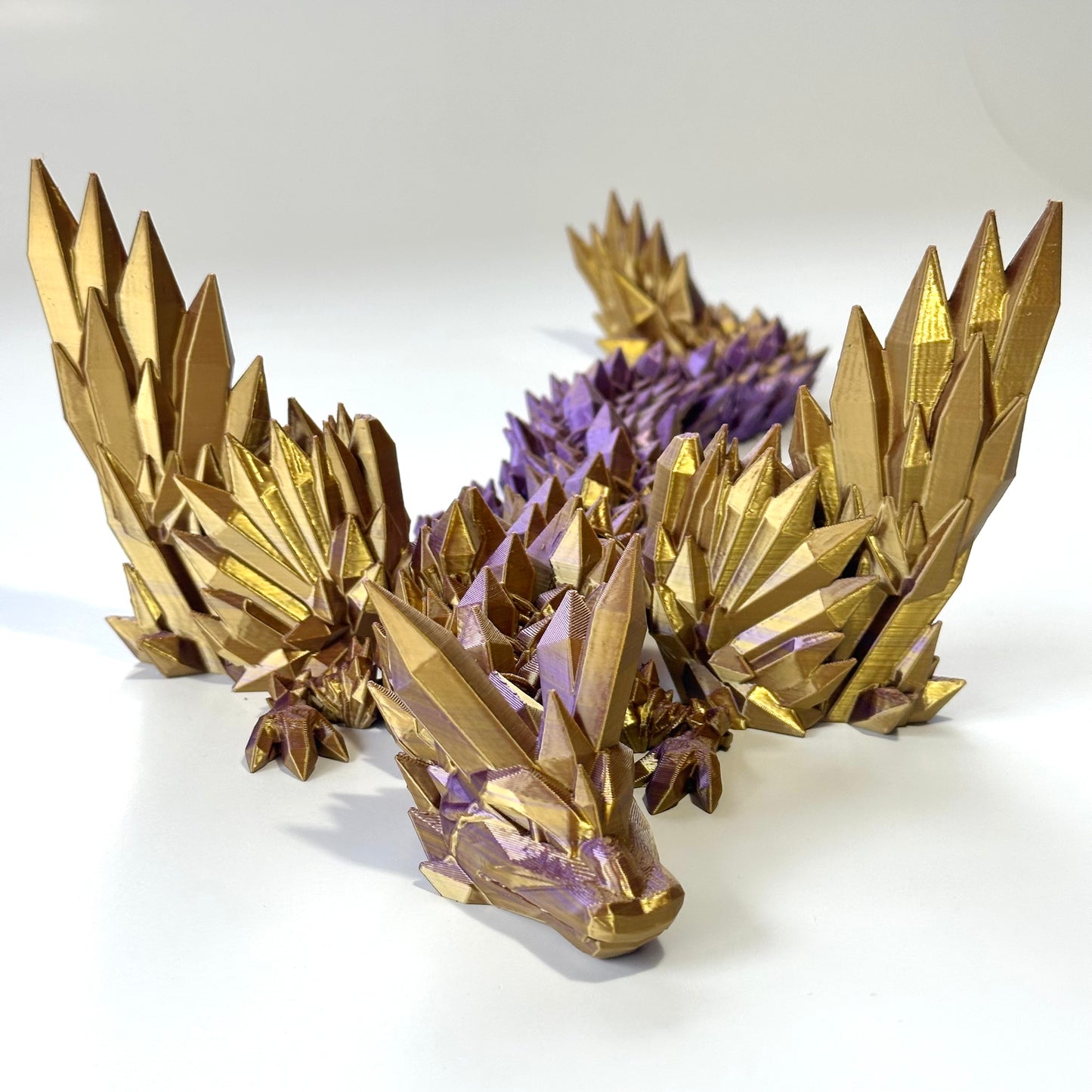 Large Crystal Wing Dragon - 3D Printed Articulating Figure