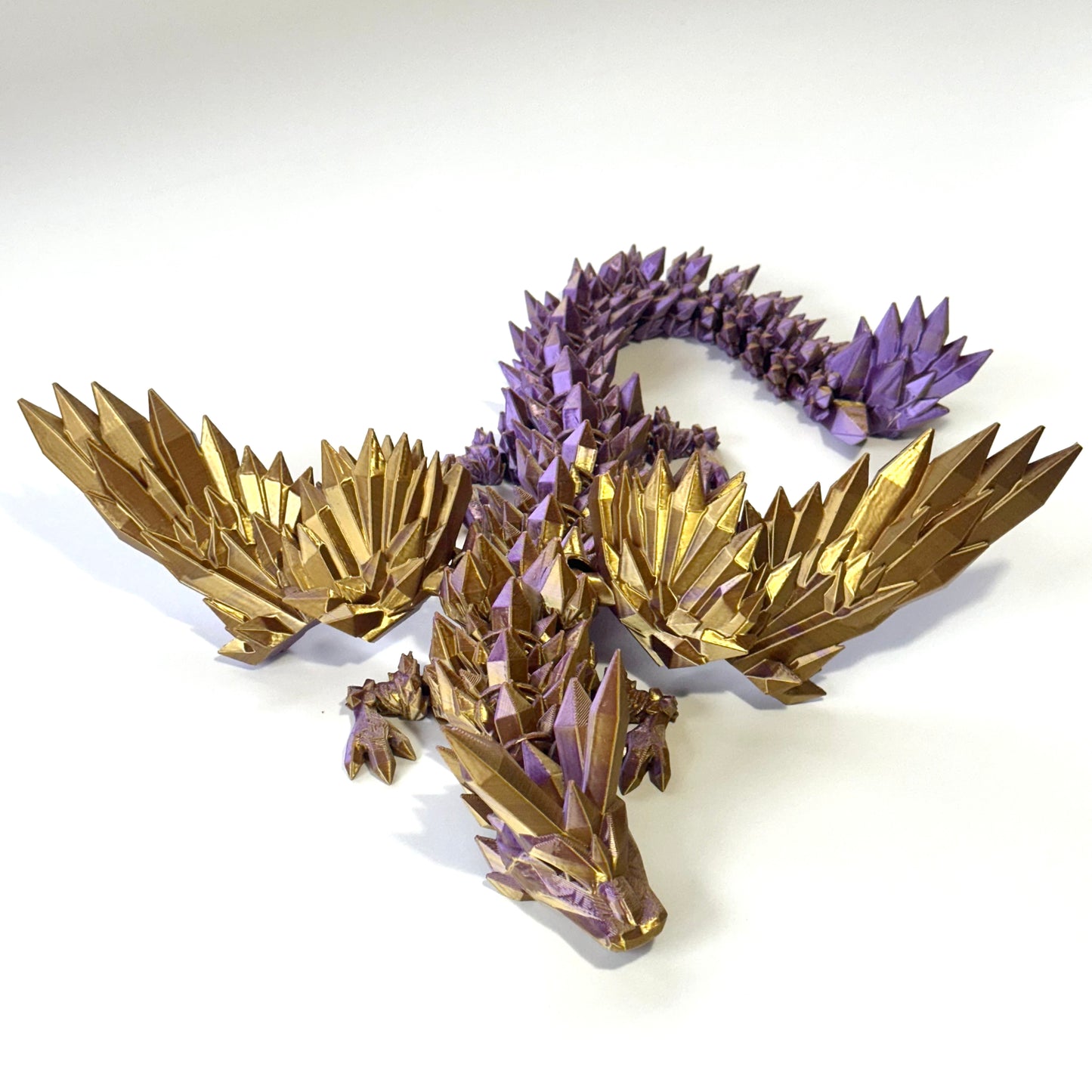 Large Crystal Wing Dragon - 3D Printed Articulating Figure