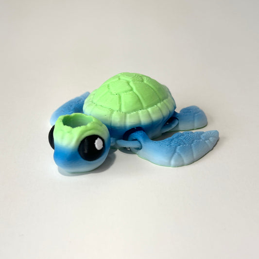 Sea Turtle Straw Topper - 3D Printed Articulating Figure
