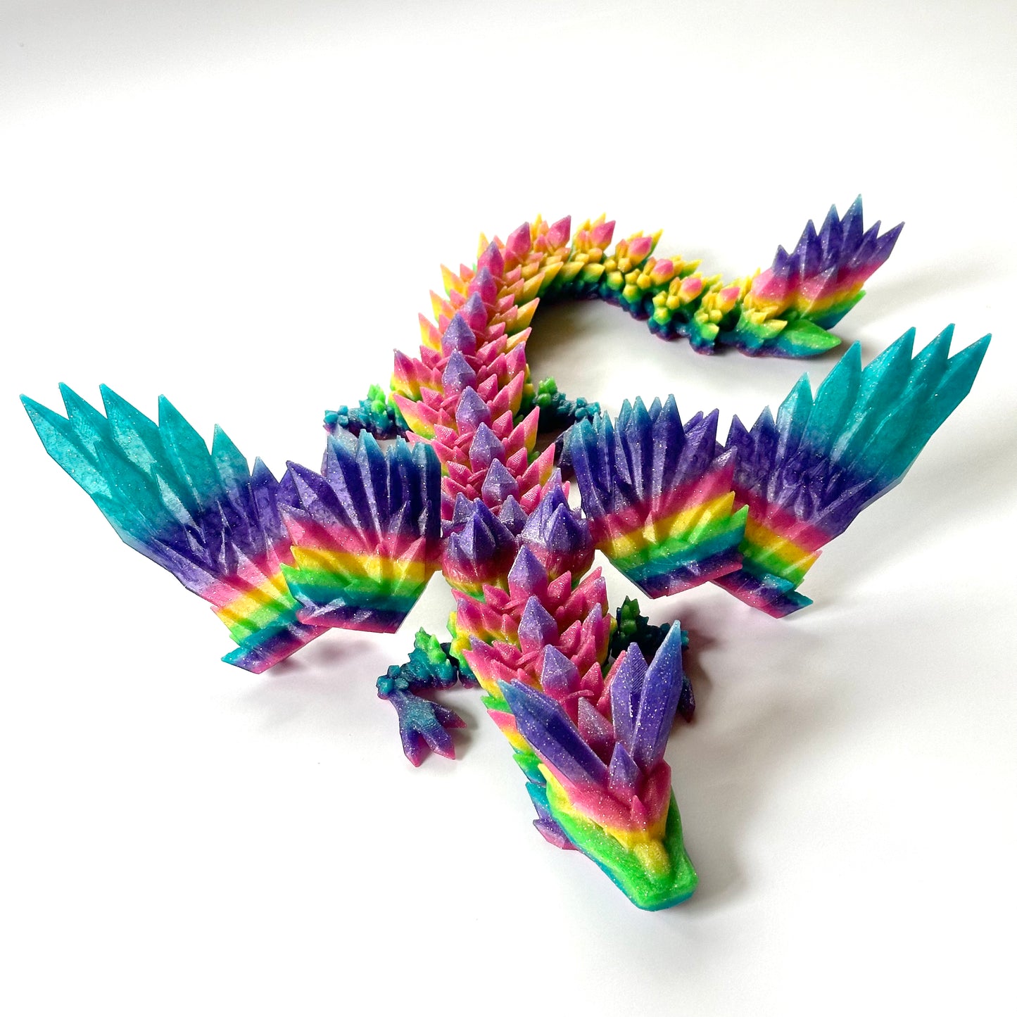 Large Crystal Wing Dragon - 3D Printed Articulating Figure
