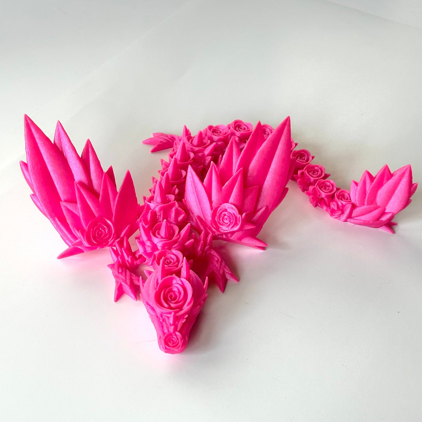 Large Rose Wing Dragon - 3D Printed Articulating Figure by