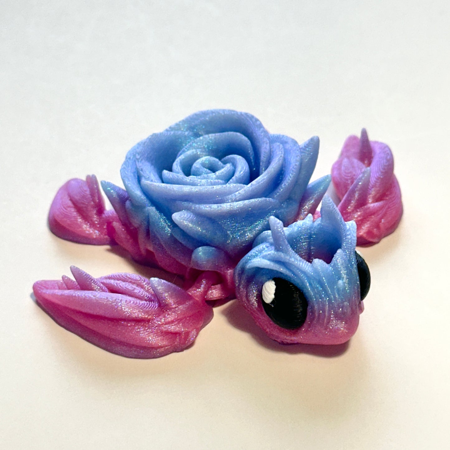 Rose Turtle Straw Topper - 3D Printed Articulating Figure