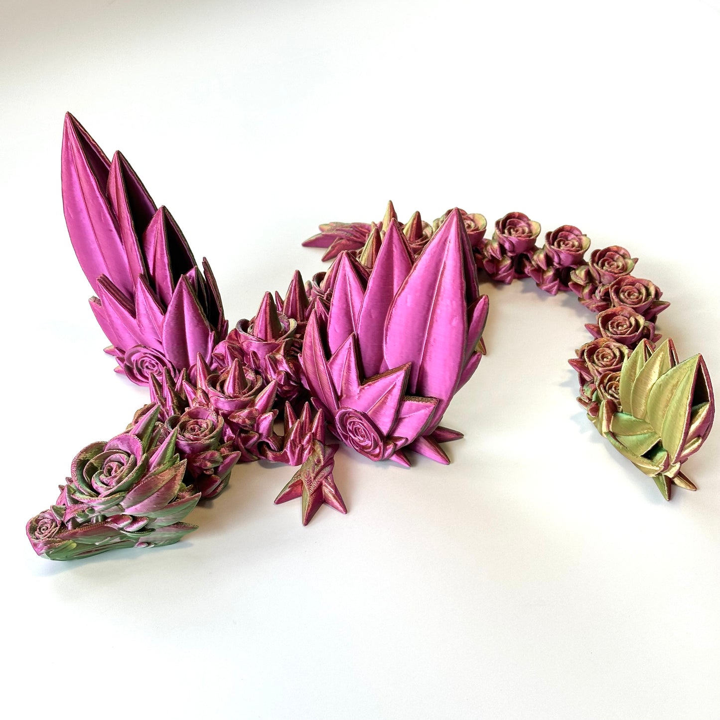Large Rose Wing Dragon - 3D Printed Articulating Figure by