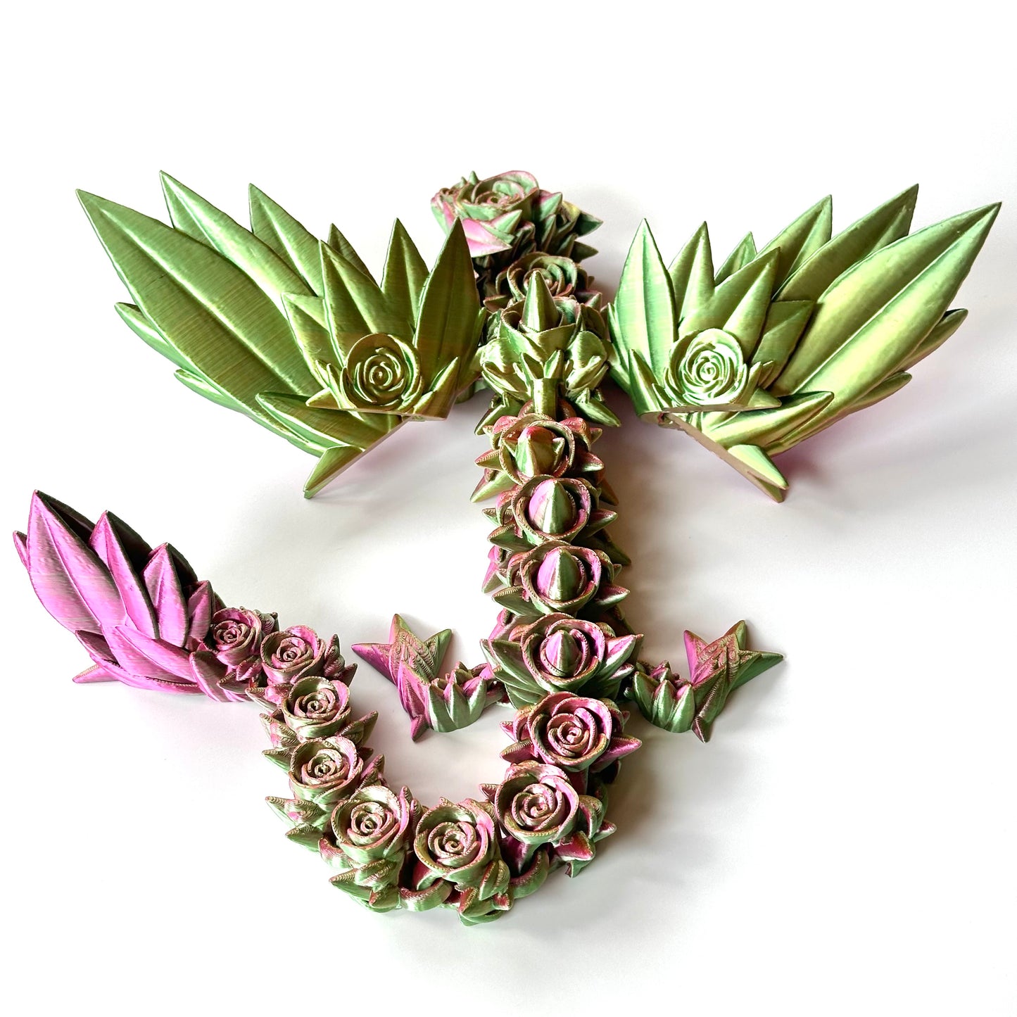 Large Rose Wing Dragon - 3D Printed Articulating Figure by