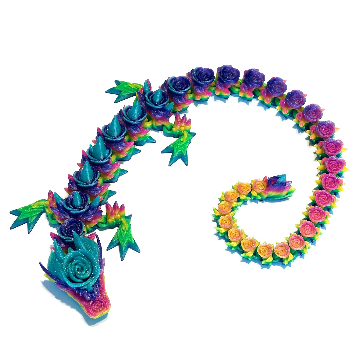 Large Rose Dragon - 3D Printed Articulating