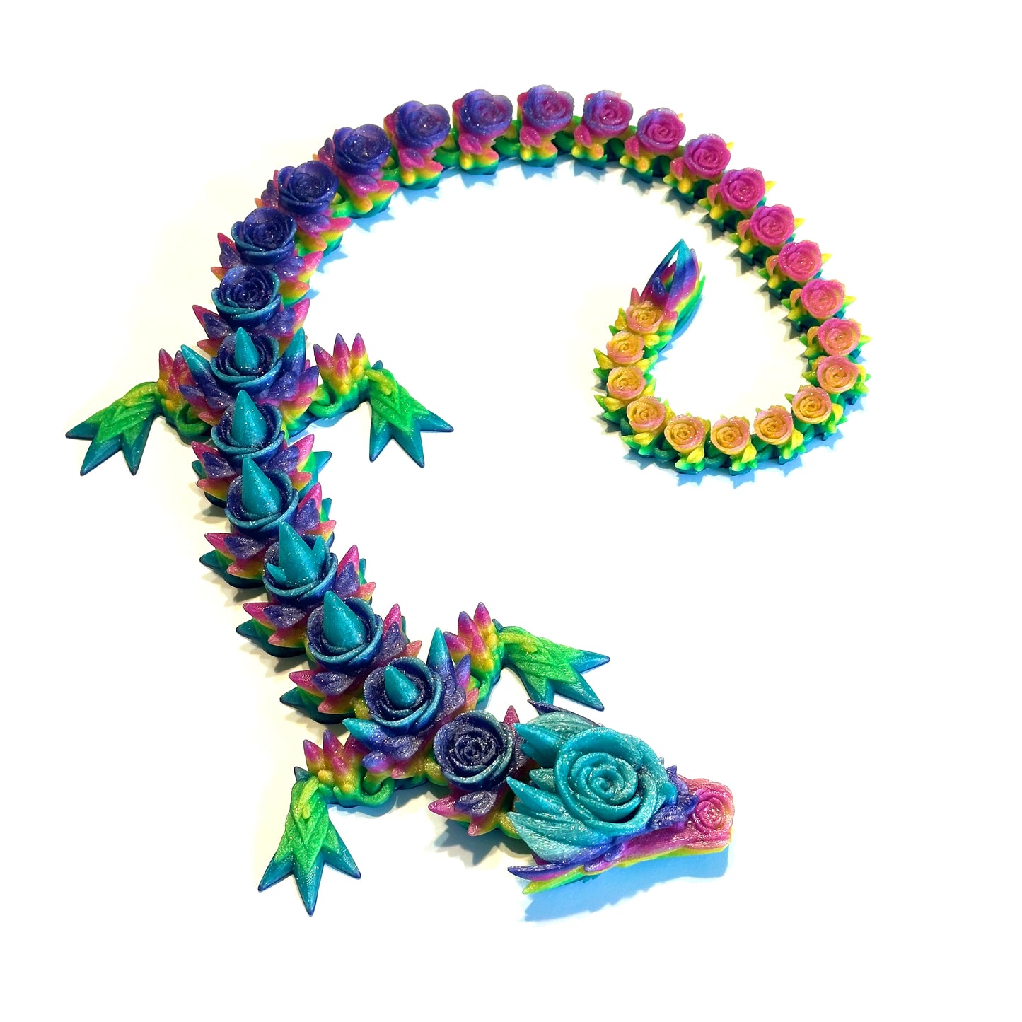 Large Rose Dragon - 3D Printed Articulating