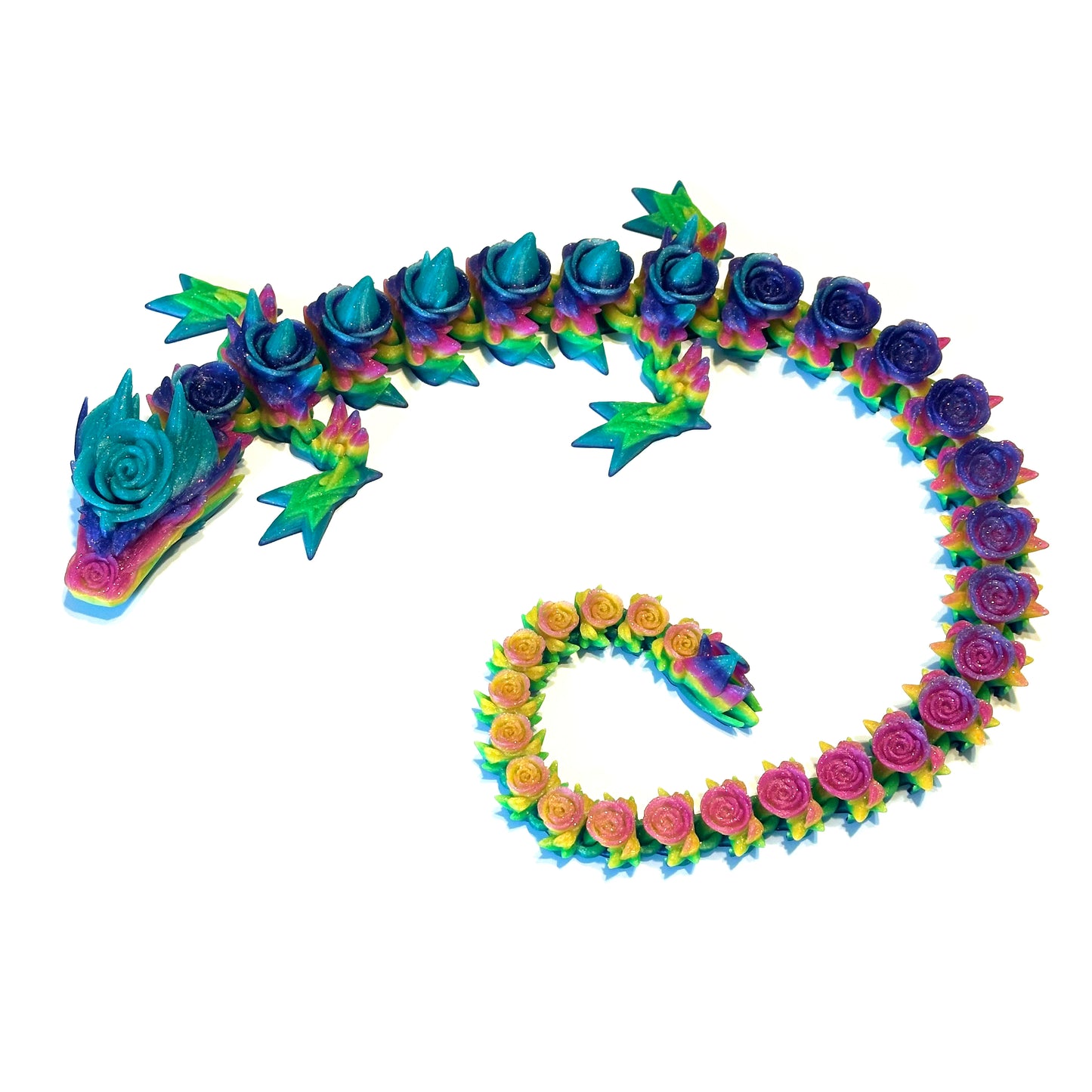 Large Rose Dragon - 3D Printed Articulating