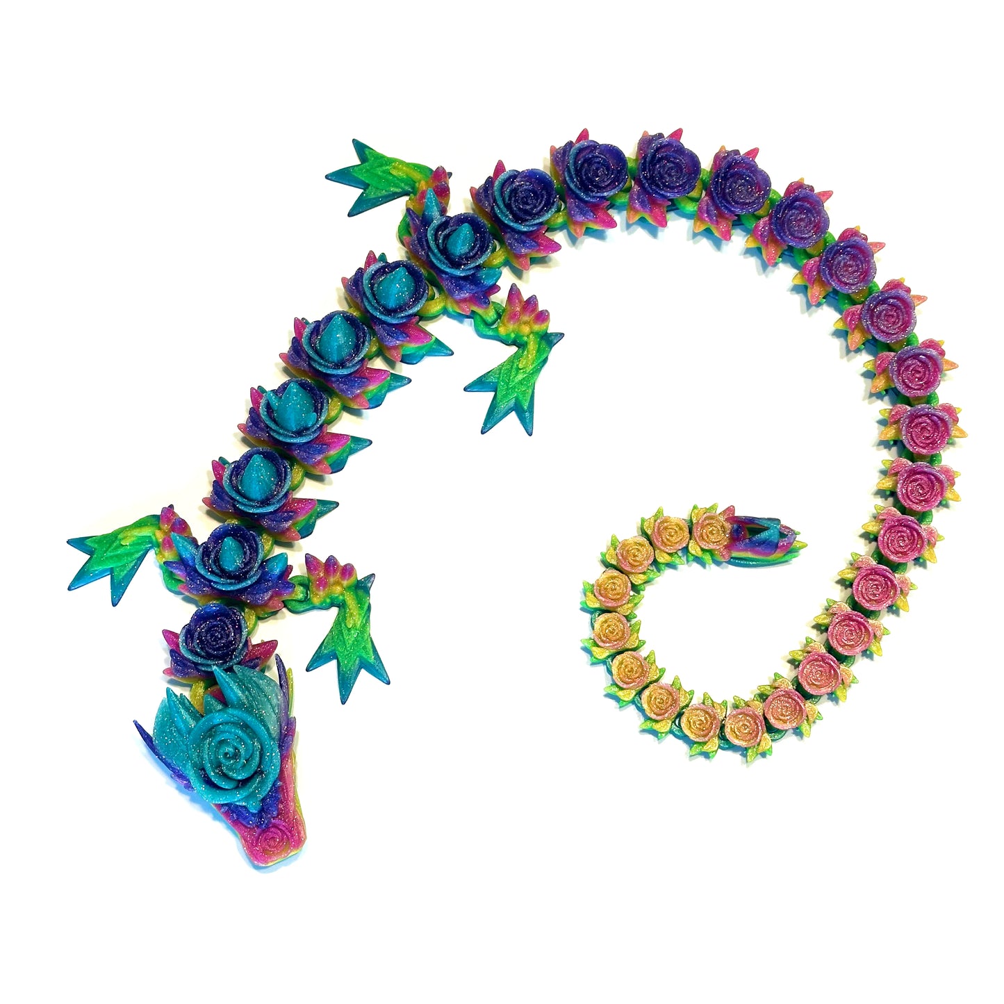 Large Rose Dragon - 3D Printed Articulating