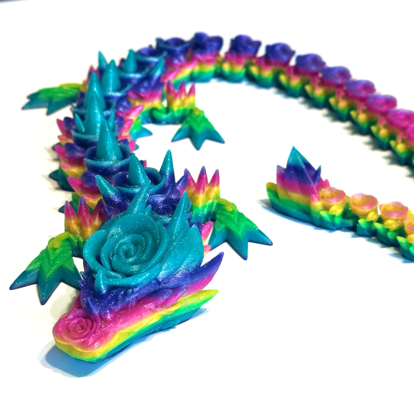 Large Rose Dragon - 3D Printed Articulating