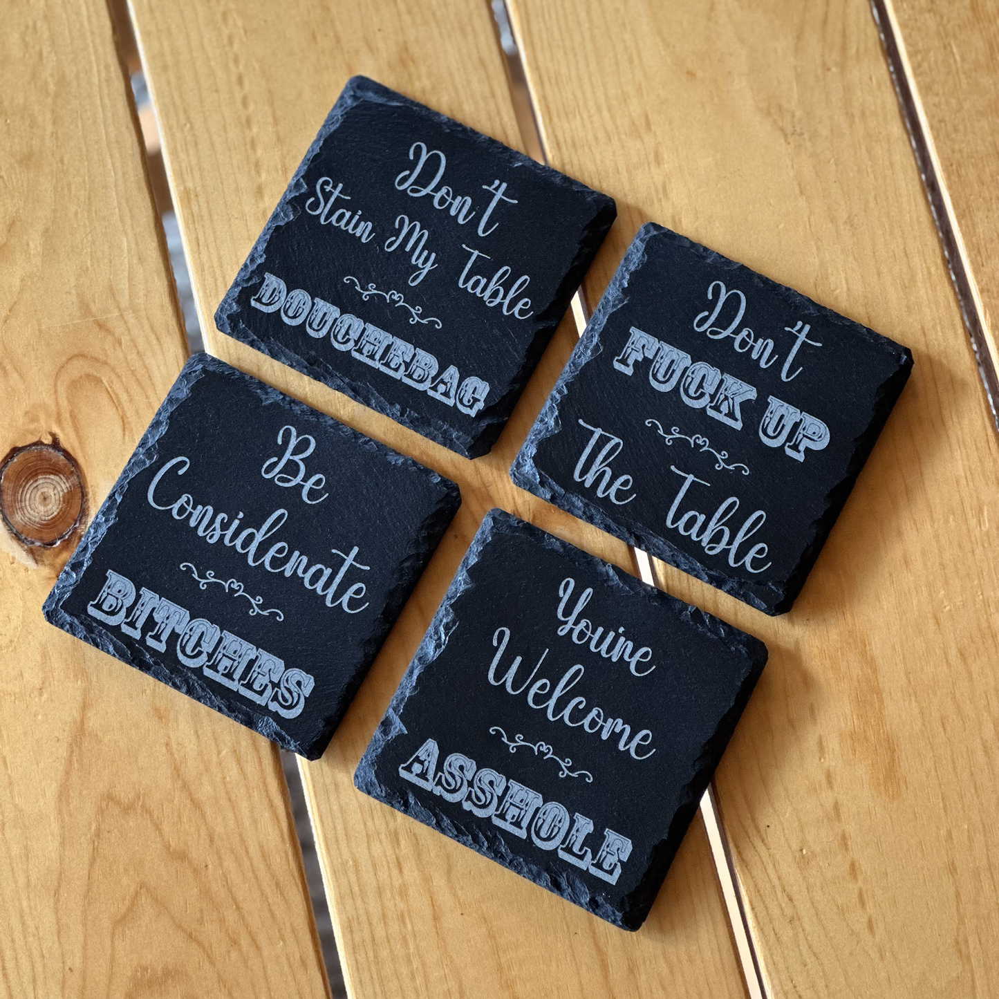 Cuss Word Coasters - Laser Engraved