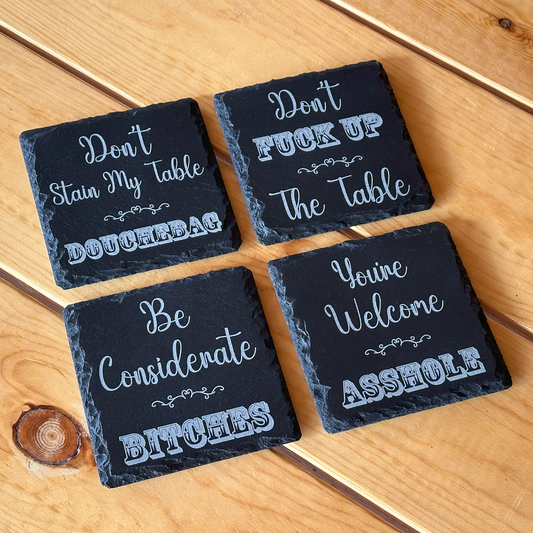 Cuss Word Coasters - Laser Engraved