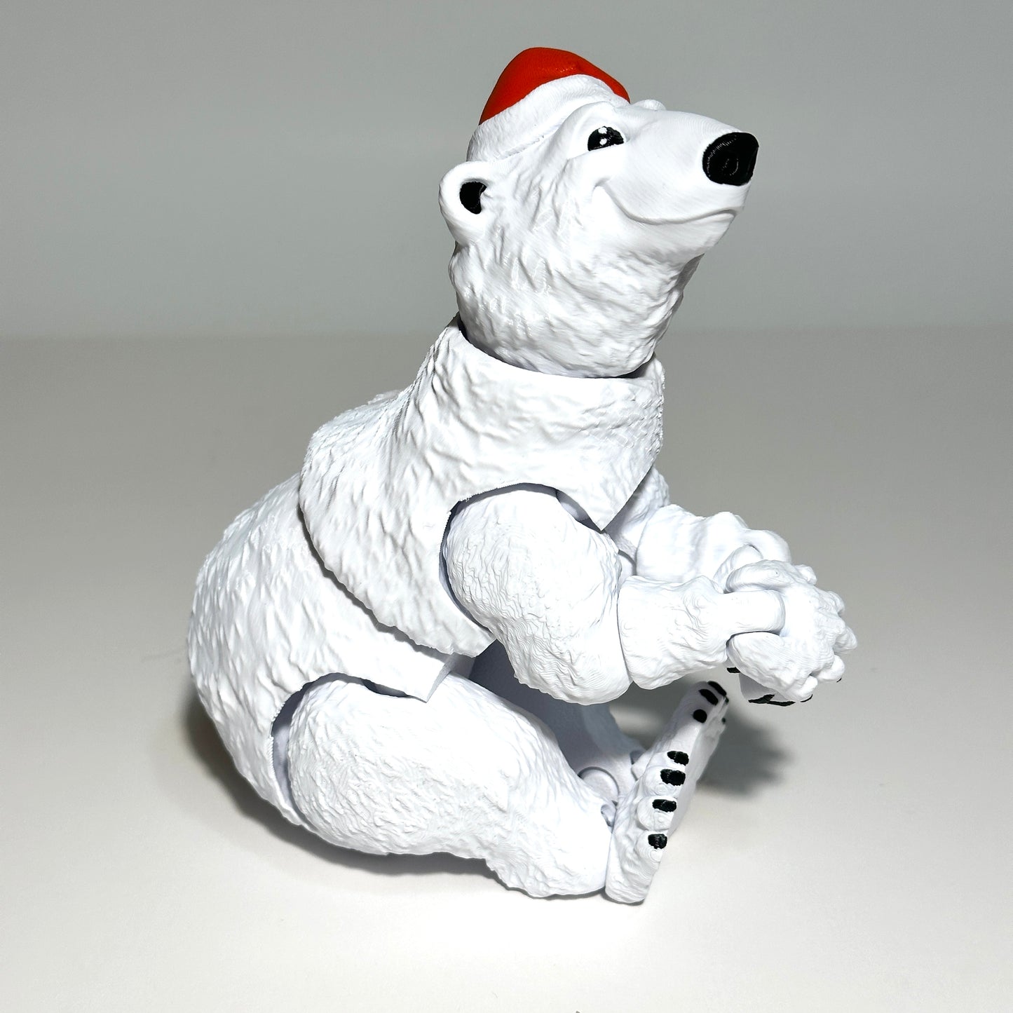 Polar Bear with Santa Hat - 3D Printed Articulating Figure