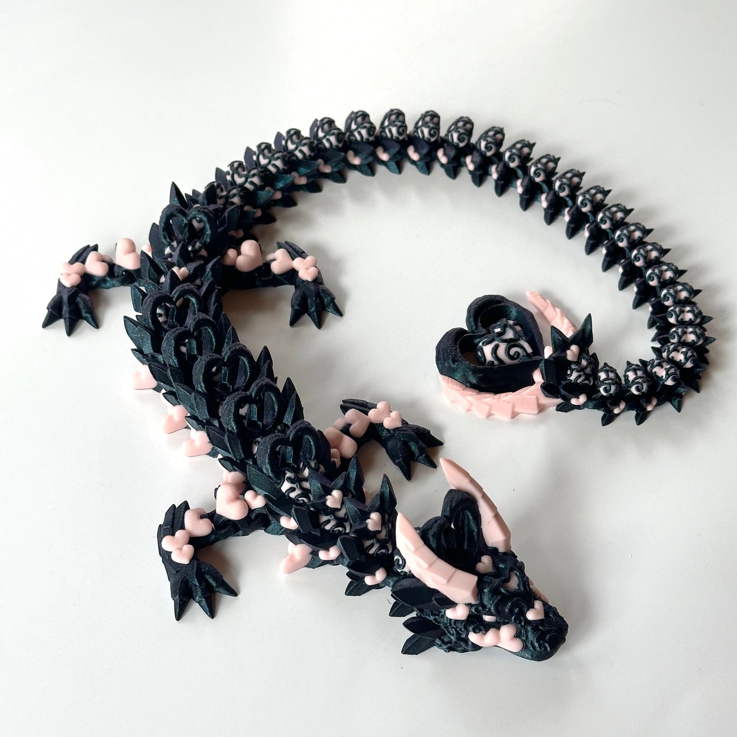 Large Dark Heart Dragon - 3D Printed Articulating Figure