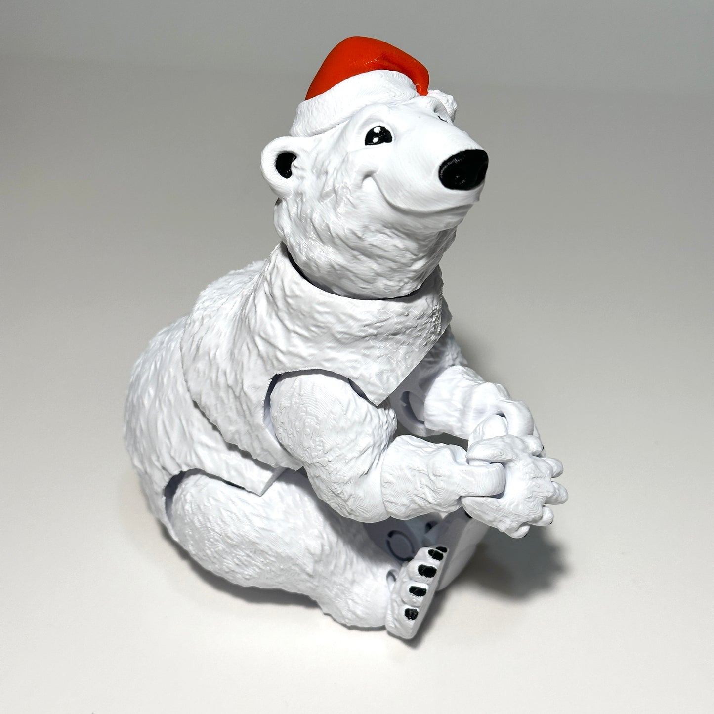 Polar Bear with Santa Hat - 3D Printed Articulating Figure