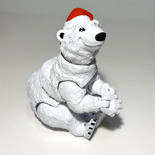 Polar Bear with Santa Hat - 3D Printed Articulating Figure