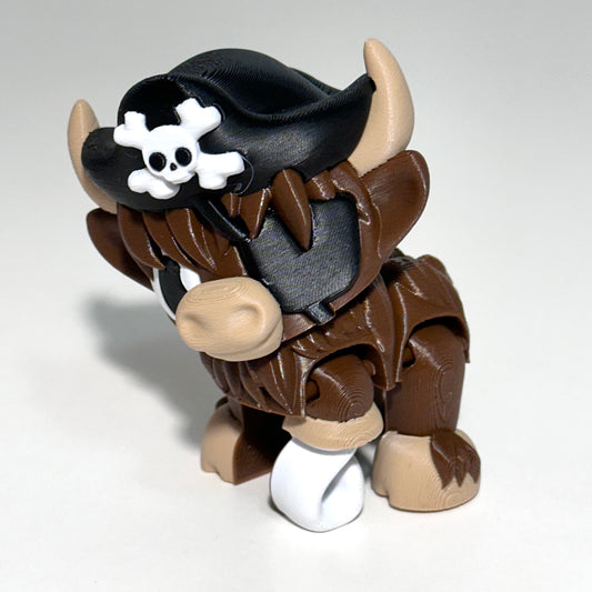 Highland Cow Pirate - 3D Printed Articulating Figure