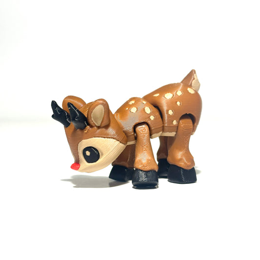 Red Nose Deer - 3D Printed Articulating Figure