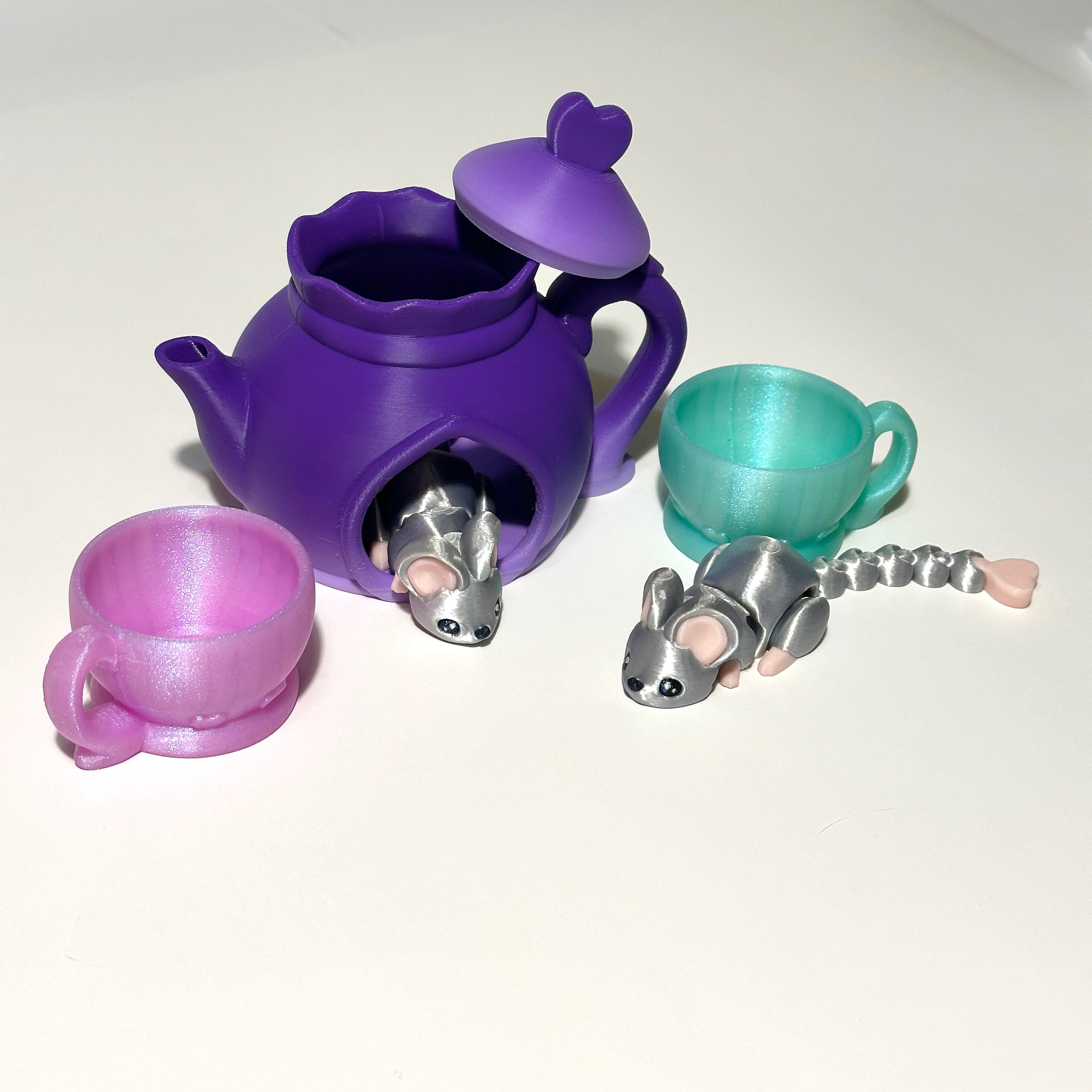 Tea Cup Mouse Set - 3d Printed Articulating Figure – Northern Lines Design