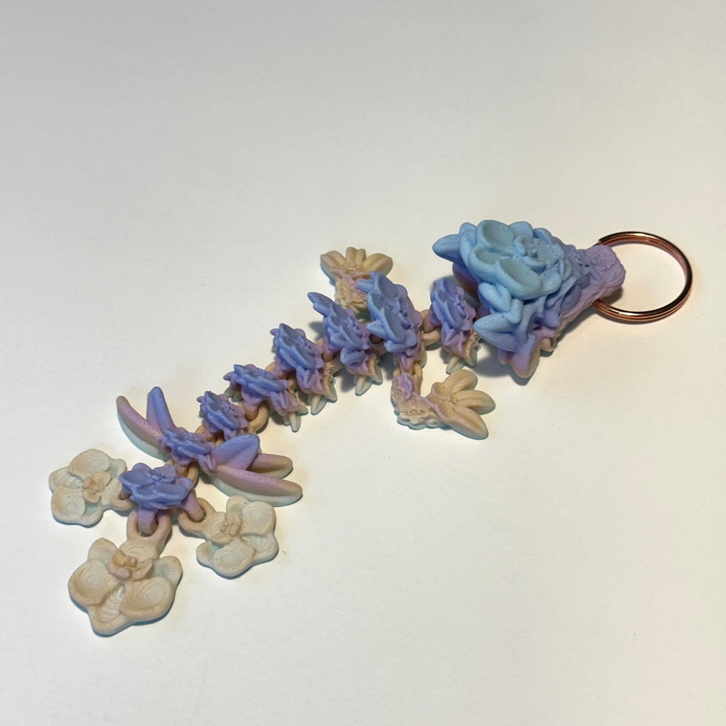 Orchid Dragon Tadling Keychain - 3D Printed Articulating Figure