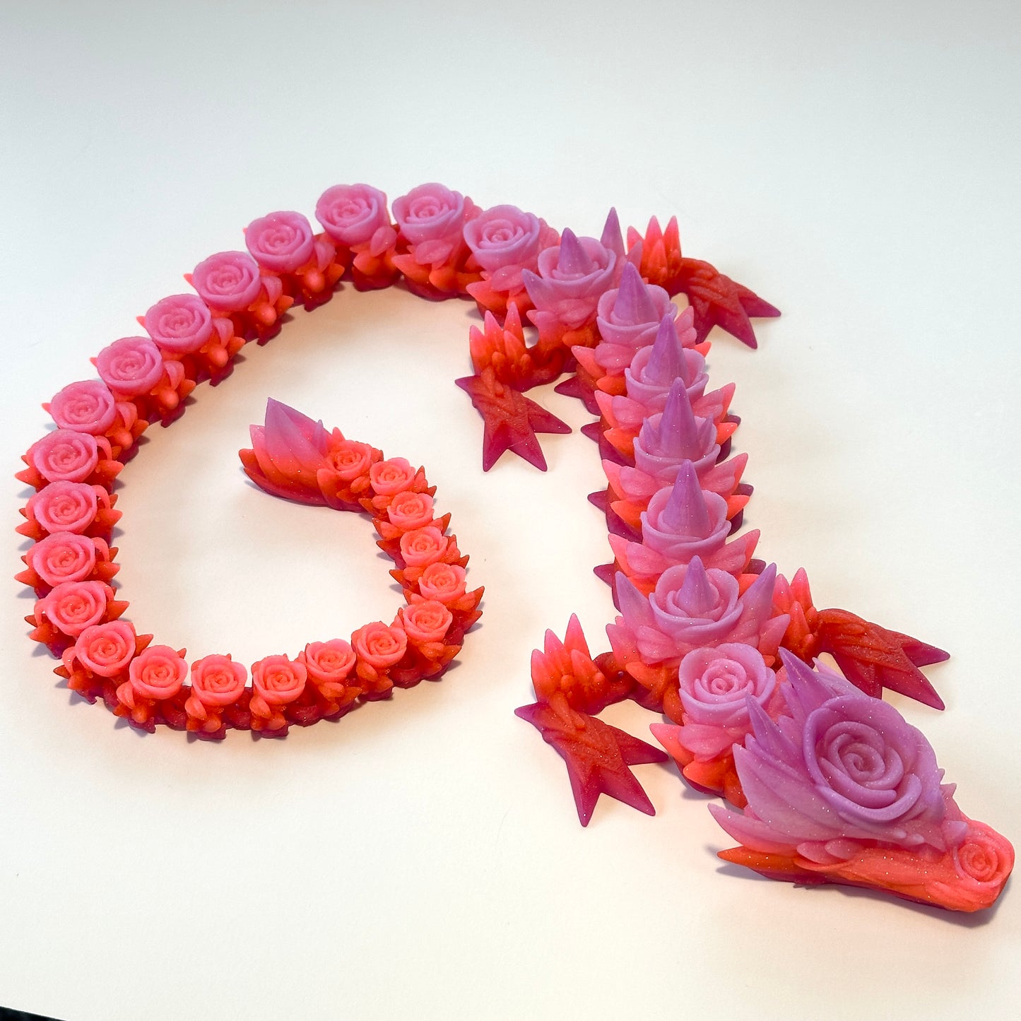 Large Rose Dragon - 3D Printed Articulating