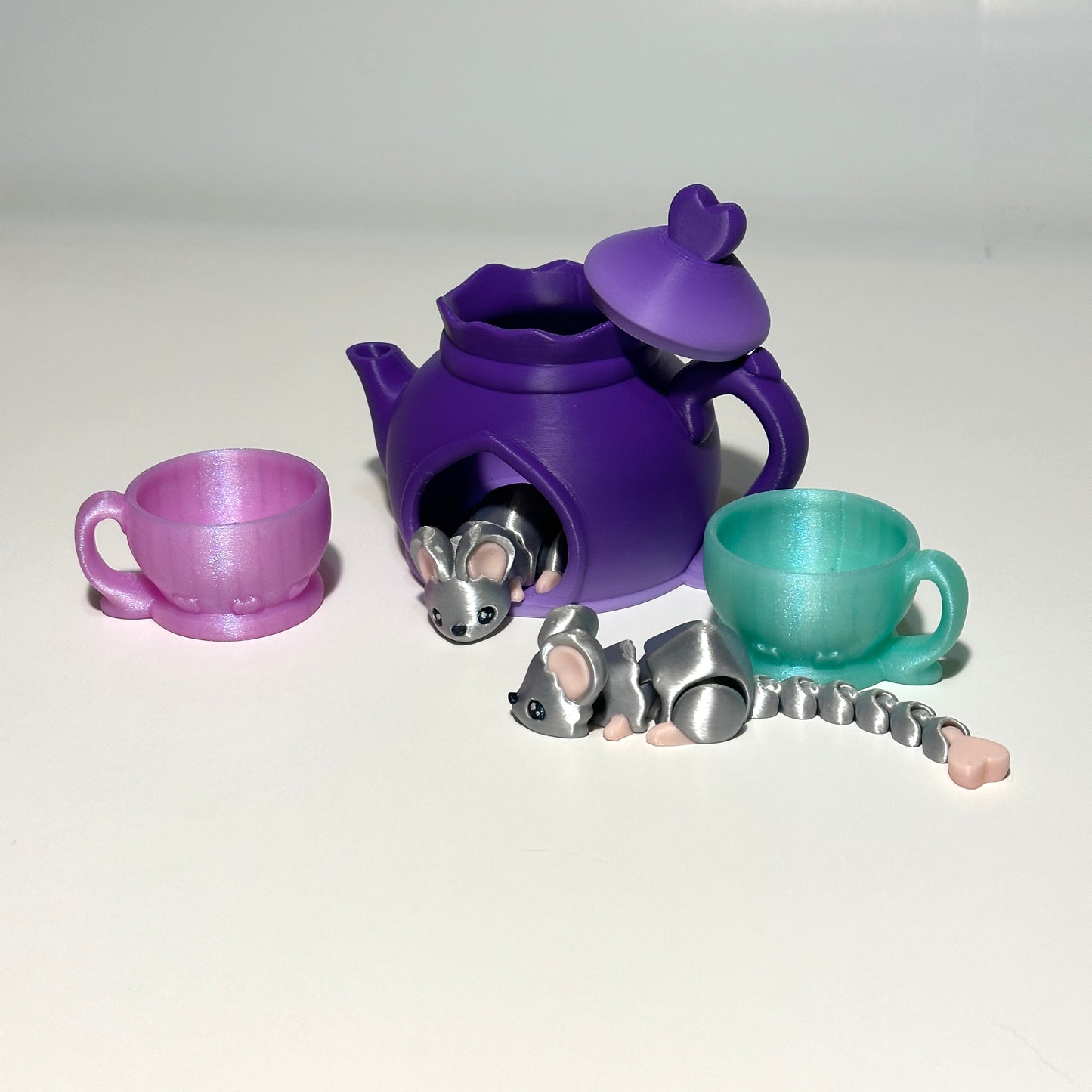 Tea Cup Mouse Set - 3D Printed Articulating Figure