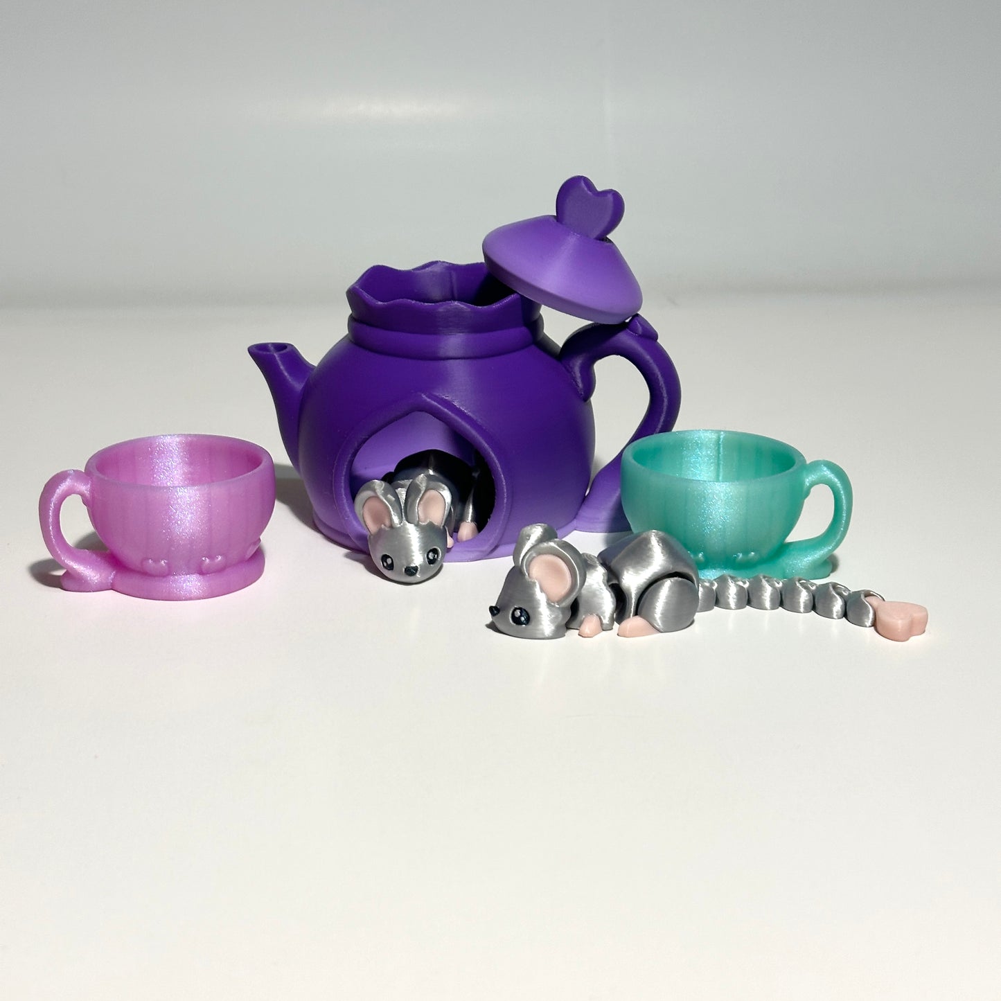 Tea Cup Mouse Set - 3D Printed Articulating Figure